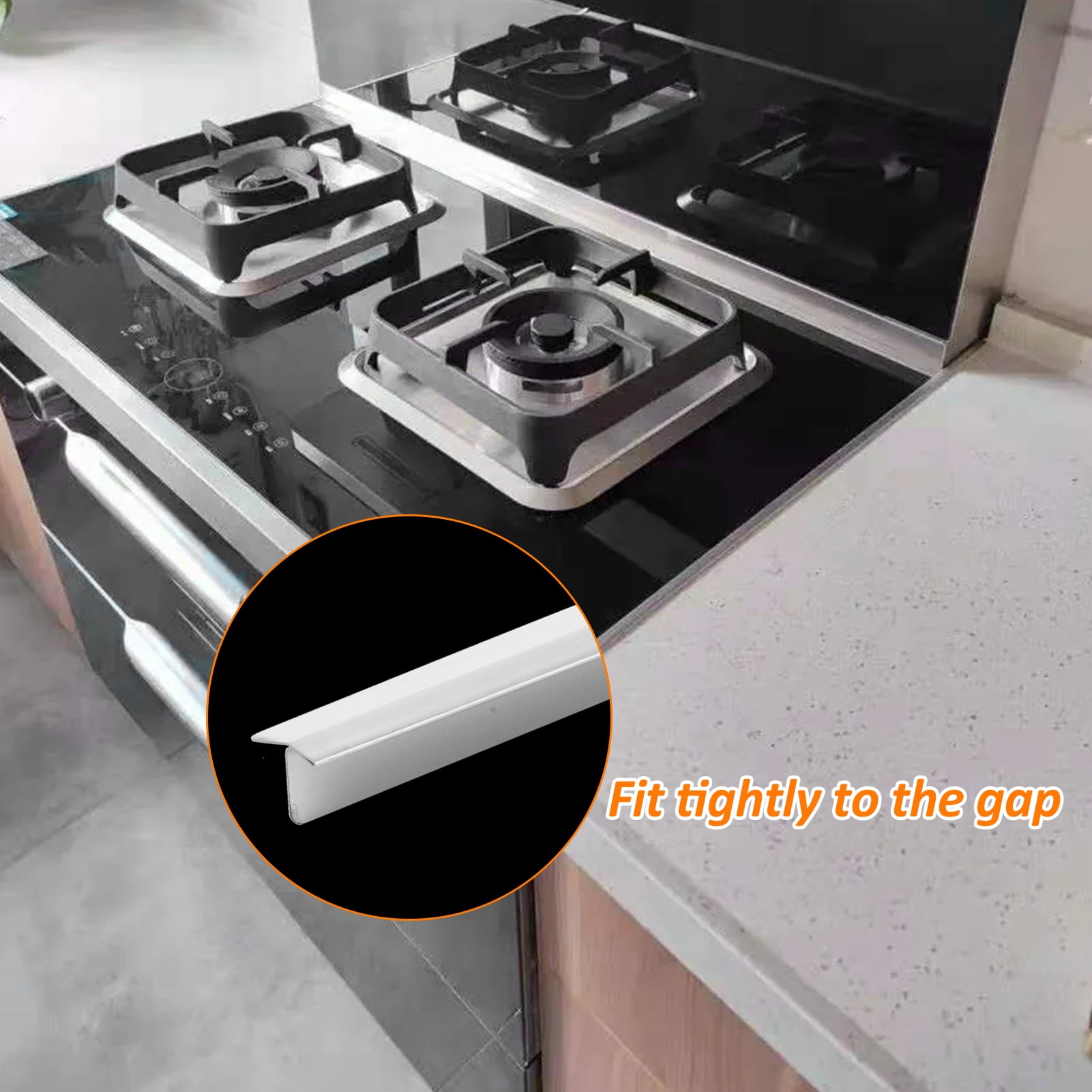 Pinnaco Stainless Steel Stove Gap Cover, Seal Gap Between Countertop and Stove, 2 Pack, 20.27Inch