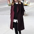 thumbnail image 4 of Niaviben Wool Winter Coats for Women Lapel Coat Longline Coat Womens Winter Coat Womens Jackets Women's Jacket Dress Coats for Women Wine XL, 4 of 6