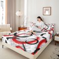 thumbnail image 4 of Manfei Abstract Geometric Dots Bed Sheets,Graffiti Circle King Sheets,Red Black White Sheet Set For Kids,Ultra Soft Home Decor,4 Pieces, 4 of 7