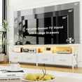 Modern Wood TV Media Console for Living Room, LED TV Stand with Power