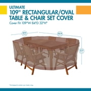 Duck Covers Ultimate Waterproof 109 Inch Rectangular/Oval Patio Table with Chairs Cover