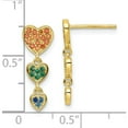 thumbnail image 3 of Sterling Silver Gold Tone Multicolor Cz Hearts Post Dangle Earrings (19.85 X 7.28) Made In China qe16444, 3 of 5