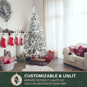 Fraser Hill Farm 7.5-Ft Flocked Mountain Pine Artificial Christmas Tree, FFMP075-0SN