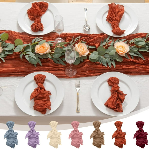 Servilleta gruesa de poliéster 50x50cm | Tela de gasa suave | Múltiples colores | Diseño arrugado reutilizable | Decoración de mesa para bodas, fiestas y festivales | 1 pieza