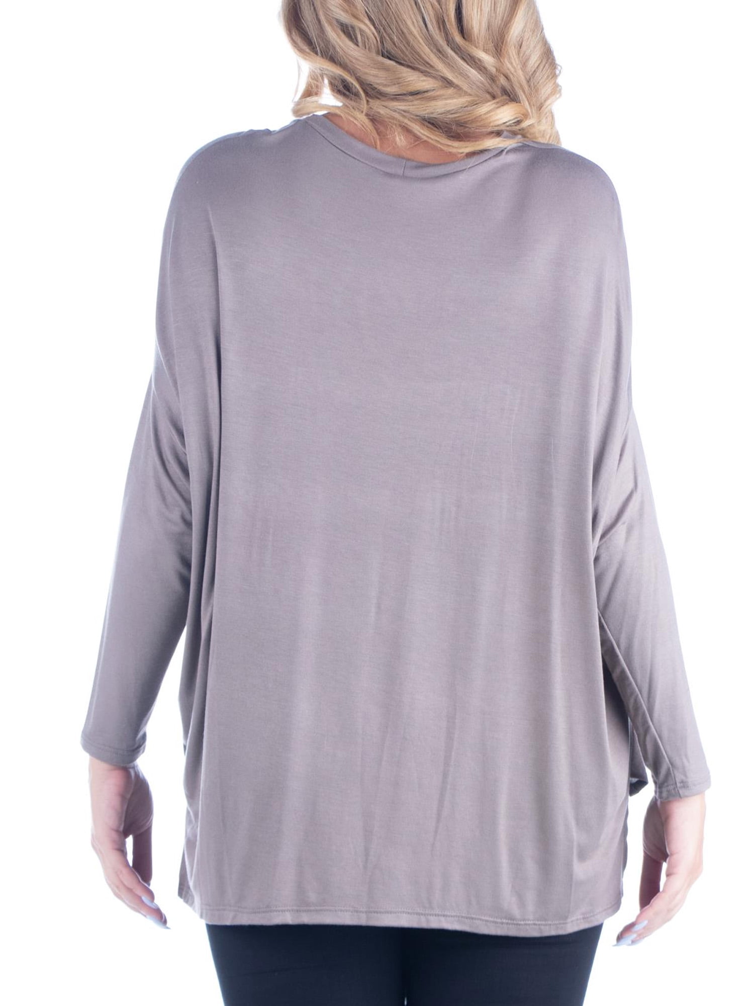 24/7 Comfort Apparel Women's Plus Size Oversized Long Sleeve Dolman Top