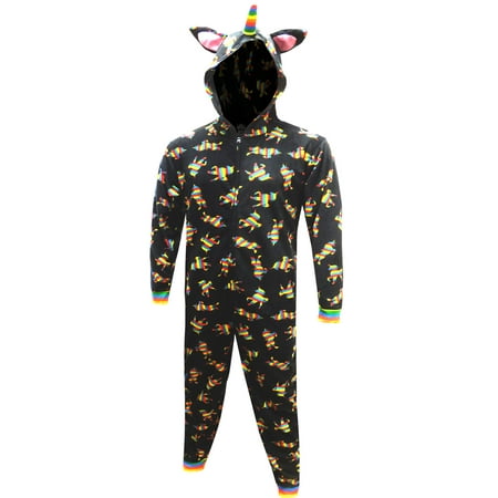Boys Union Suit - Rainbow Unicorn Fleece Onesie Union Suit Pajama