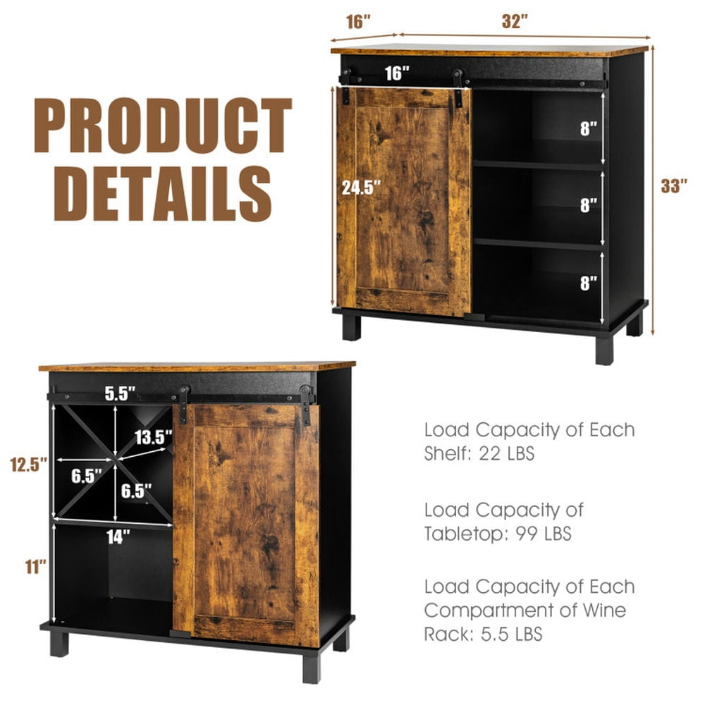 Finihen Kitchen Storage Cabinet, Buffet Sideboard, Industrial Storage Cabinet with Sliding Barn Door, for Dining Room, Kitchen, Living Room, Rustic Brown Finihen Kitchen Storage Cabinet, Buffet Sideboard, Industrial Storage Cabinet with Sliding Barn Door, for Dining Room, Kitchen, Living Room, Rustic Brown