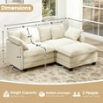 thumbnail image 6 of BedLuxury 76.7'' Loveseat Sofa with Ottoman for Living Room, Modern Chenille Comfy L Shaped Couch, 2-Seat, Beige, 6 of 10