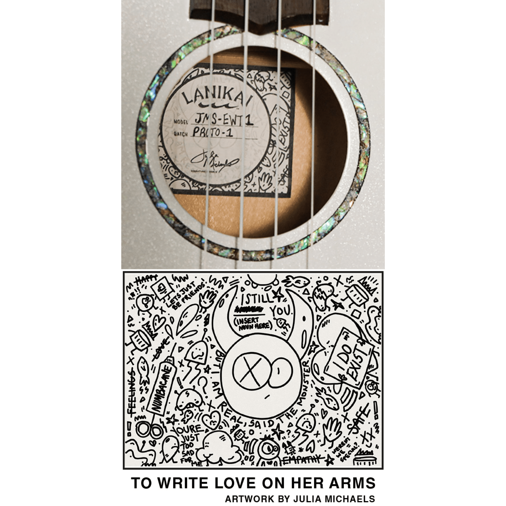 Lanikai Julia Michaels Signature Tenor Ukulele | White Pearl