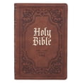thumbnail image 1 of Pre-Owned KJV Holy Bible, Thinline Large Print Faux Leather Red Letter Edition Thumb Index & Ribbon Marker, King James Version, Antiqued Brown, 1 of 1