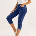 thumbnail image 6 of Bloomae Jean Capri Pants for Women Stretch High Waisted Ripped Skinny Jeans Stretchy Denim Capris Cropped Jeggings with Pockets Dark Blue M, 6 of 9