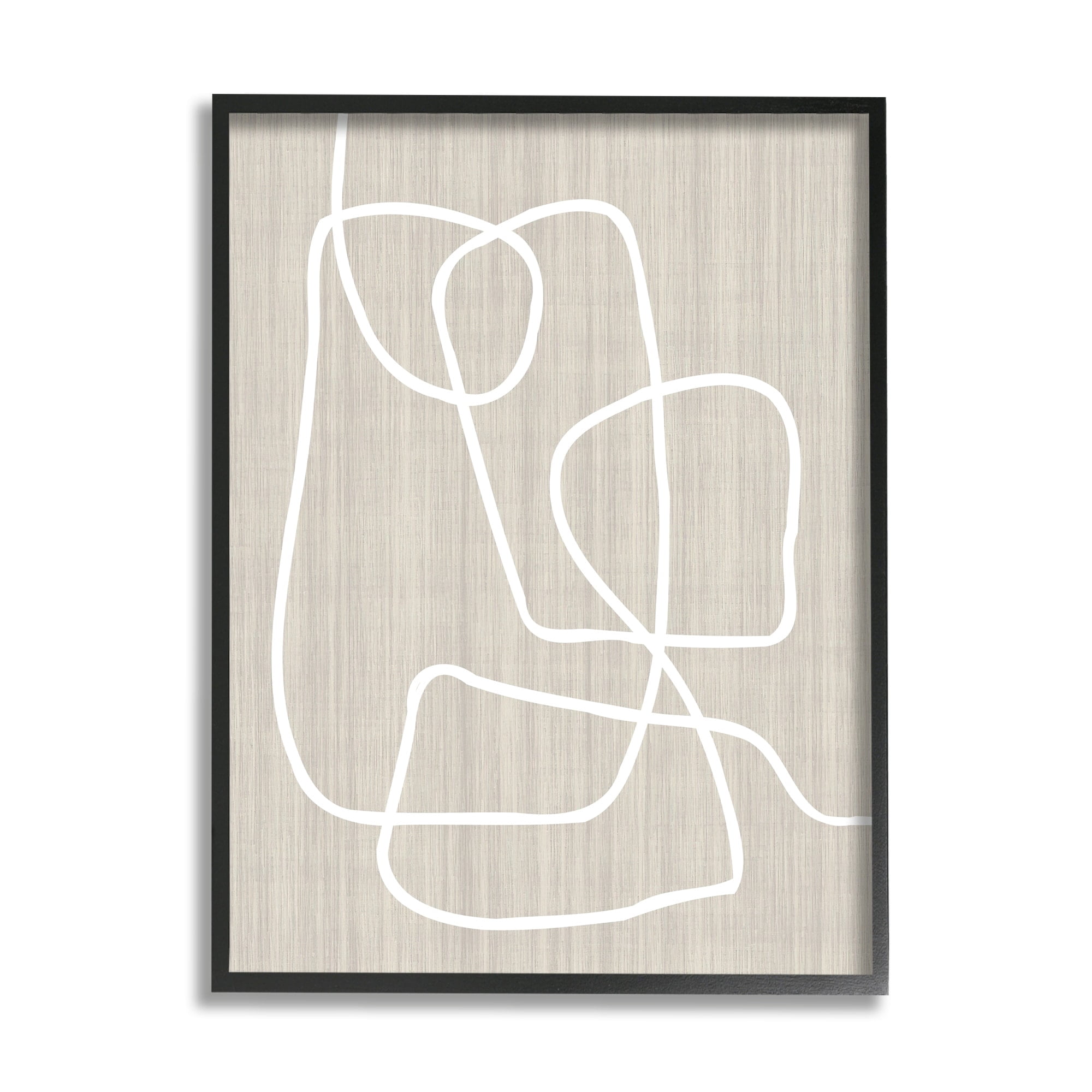 Stupell Industries Minimal White Line Beige Grain Pattern Modern Framed Wall Art, 24 x 30, Design by Alpenglow Workshop