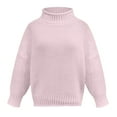 thumbnail image 4 of Conairie Ribbed Knit Sweaters for Women Thick Thread High Neck Sweaters Fashion Solid Color Fall Long Sleeve Pullovers Top Winter Clothes Pink Pink, 4 of 5