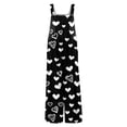 thumbnail image 4 of Women's Valentine's Day Overalls Cute Heart Print Sleeveless Straight Leg Jumpsuits Baggy Trendy Fashion Valentine Rompers with Pockets, 4 of 7