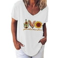 thumbnail image 1 of PVCS Mode Femmes T-Shirt Imprimé Col en V Manches Courtes Tee Décontracté Blouse, 1 of 5