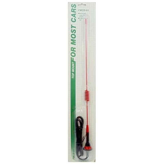Harada  Top Mount 18 in. Cellular Imitation AM & FM Antenna with 48 in. Coax Cable, Red