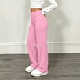 thumbnail image 4 of NEBWOAK Little Girls Wide Leg Lounge Pants High Rise Elastic Waist Comfy Palazzo Pink,Size 5-6T, 4 of 9