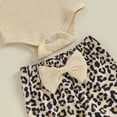 thumbnail image 6 of Okbabeha Baby Girl Fall Clothes Long Sleeve Letter Print Ribbed Romper Leopard Flare Pant Headband Newborn Outfit For Girl, 6 of 8