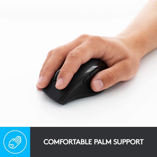 Logitech M705 Wireless Marathon Mouse para PC - Batería de larga duración de 3 años, forma ergonómica con desplazamiento hiperrápido y receptor unificador USB para computadora y computadora portátil -