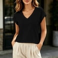 thumbnail image 2 of Kingdiese Womens Casual And Fashionable V Neck Front Sleeve Short Sleeved T Shirt For Women Women T Shirts Loose, Size L, 2 of 4