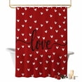 thumbnail image 2 of White Love Shower Curtain, 36" x 72", Heart Valentines Red Waterproof Bathroom Curtain Washable Shower Curtain Set with 12 Hooks, 2 of 9