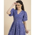 thumbnail image 5 of Moomaya Short Sleeves V Neck Cotton Dress - Women's Stylish Fit And Flare Dress, 5 of 9