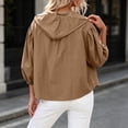 thumbnail image 4 of Qingpeng Womens Lightweight Zipper Up Hooded Jacket Balloon Sleeves Elastic Cuffs Casual Tops for Spring Fall Wear and Outdoor Activities, 4 of 6