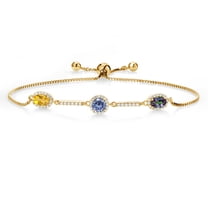 Gem Stone King 18K Yellow Gold Plated Silver Bracelet Citrine Persian Blue Moissanite (1.55 Cttw)