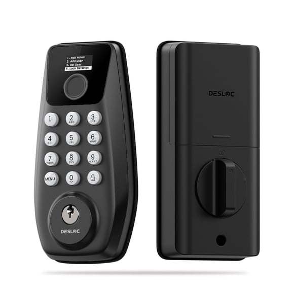 DESLOC C110-W Touchscreen Keypad Door Lock with Fingerprint, Keyless Entry Door Lock with 100 Fingerprints Storage,Smart Door Locks for Front Doors, Auto-Lock,Easy Installation–Black