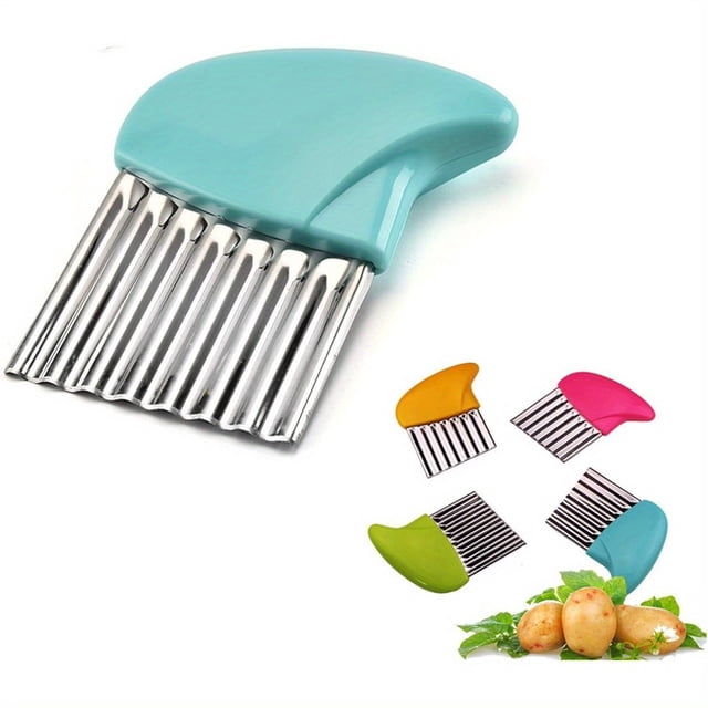 ECVV Crinkle Cutter Cutting Tool French Fry Slicer Potato Cutter Fruit Vegetable Wavy Chopper Knife Stainless Steel Random Color 1pcs | RANDOM COLOR |