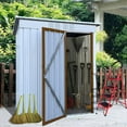 thumbnail image 3 of 5X3 FT Outdoor Metal Storage Shed, Waterproof Garden Sheds with Lockable Door, Steel Tool Storage Buildings Shed & Outdoor Storage House for Backyard, Garden, Patio, Lawn, Trash Cans(Yellow & White), 3 of 17