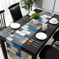 thumbnail image 5 of Retro Wooden Block Table Runner Cotton Linen 72 Inch Holiday Dresser Scarves, Vintage Rustic Abstract Wood Tablerunner for Kitchen Coffee Dining Bedroom Home Living Room Dinner Scarf Décor 13''x72'', 5 of 9