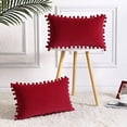 thumbnail image 2 of Throw Pillow Covers with Tassels Pack of 2, Boho Decorative Soft Solid Velvet Cushion Covers for Couch Bedroom Car, Grey, 18x18 inch, 2 of 9