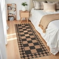 thumbnail image 2 of Hasoo Checkered Easy Jute Runner Rug 2x6 Kitchen Indoor Outdoor Entryway Non-Slip Washable Neutral Carpet for Front Door Porch, Black/Brown, 2 of 5