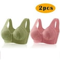 thumbnail image 2 of fheaev 2 Pack Front Closure Bras For Women Plus Size Full Coverage No Underwire Comfort Wireless Snap Closing Convenient Everyday Bra Front Button Bras Middle-Aged Older Women Front Buckle Corset Bra, 2 of 3