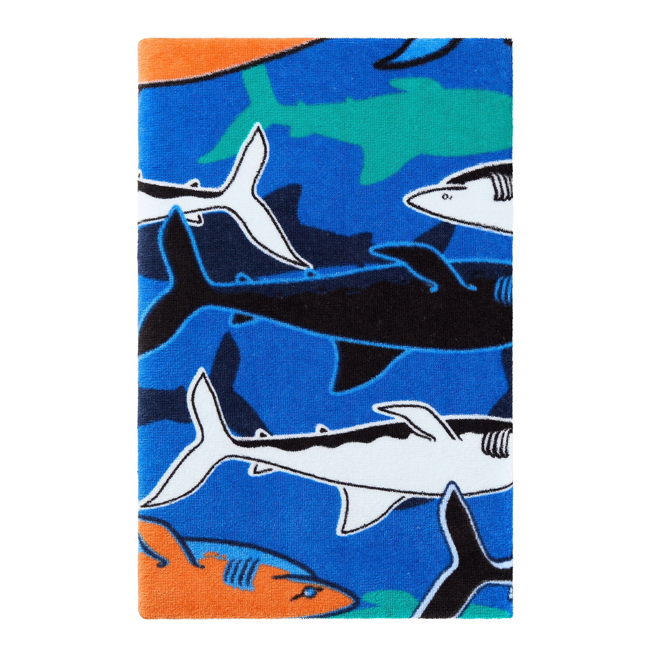 Mainstays Cotton Blend Multi-color Shark Camo Beach Towel, 28" x 60"