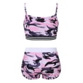 thumbnail image 2 of RUNQHUI Girls 2 Pcs Gym/Dance/Swim Outfits Camouflage Straps Crop Top with Bottoms Gymnastics Leotard Camo Pink 12, 2 of 7