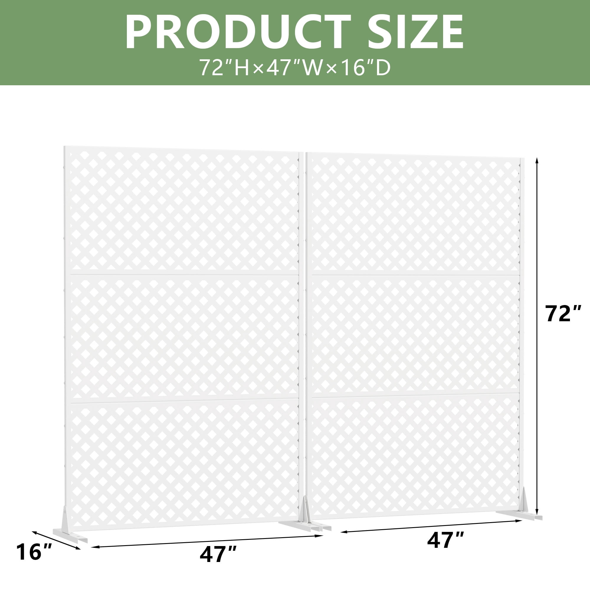 MAYEERTY 72*47in Outdoor Privacy Screen, Wind & Sun Block Metal Privacy Fence, Privacy Panel for Patio, Balcony, Garden