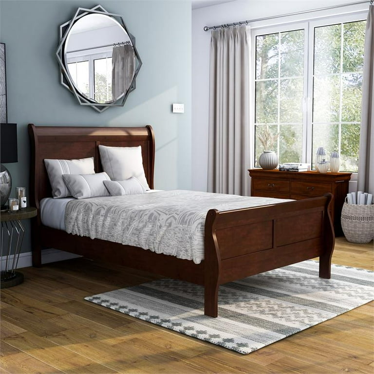 Solid wood twin sleigh on sale bed