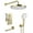 Brushed Gold#2, variant on Freestanding Tub Filler Luxury 3-Function Shower System Set - Solid Brass Control Valve, 10" Overhead Shower, 3-Spray Handheld, with Bathtub Spout,Floor Mounted Tub Filler