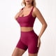 thumbnail image 2 of Conjunto de entrenamiento sin costuras de 2 piezas para mujer: pantalones cortos de yoga de cintura alta y camiseta sin mangas, sujetador incorporado, nailon/spandex, S-XL, 2 of 5