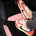 thumbnail image 3 of CAR GRAND Waterproof Faux Leather Carpet Car Floor Mats Universal Fit Anti-Slip Nibbs PVC Back Driver Heel Pad SUV, VAN Sedan Truck Set of 4 Pieses Black Pink, 3 of 6