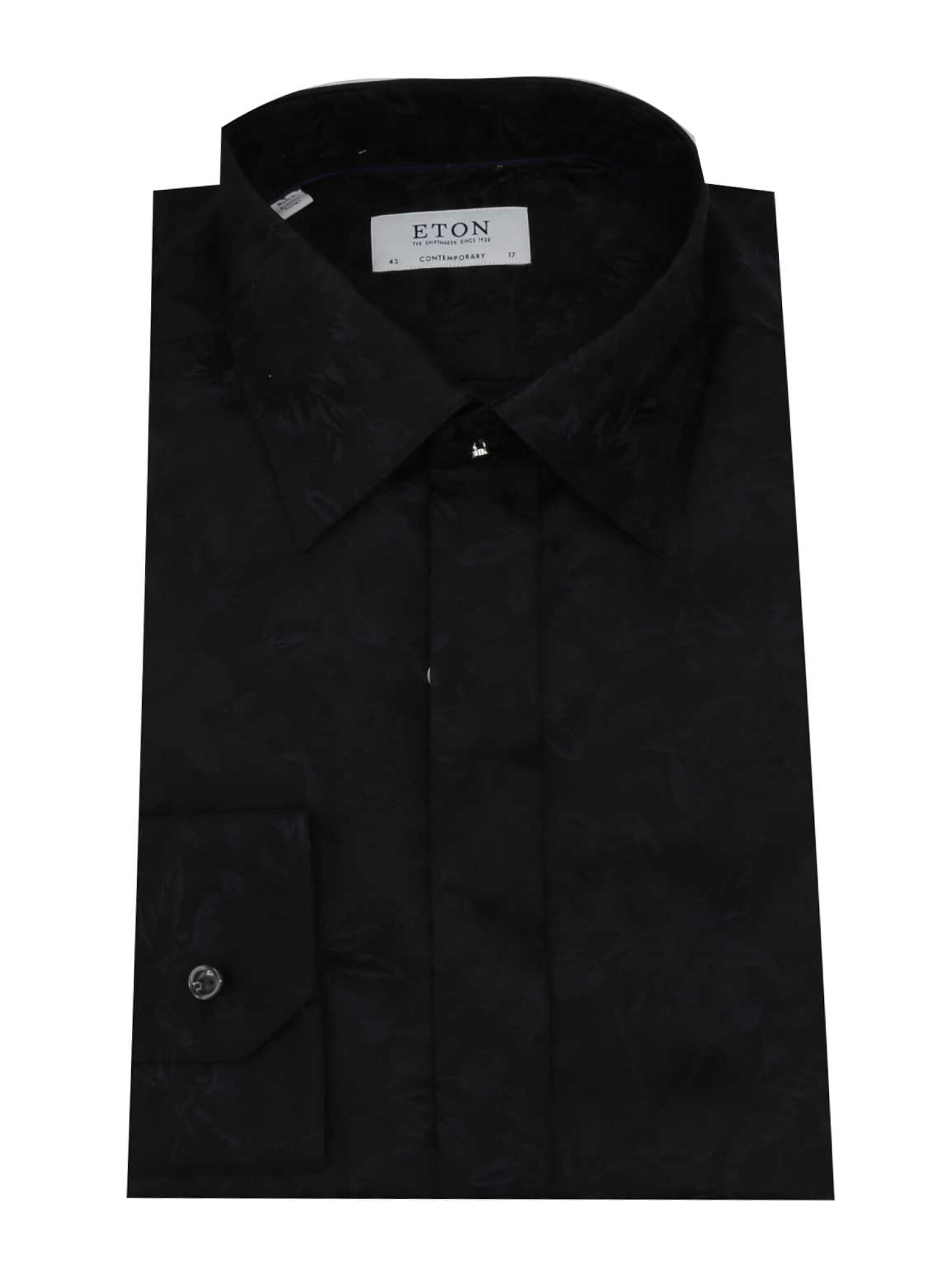 Eton Men's Black Contemporary Fit Signature Twill Floral Dress Shirt