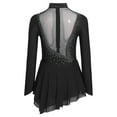 thumbnail image 3 of iixpin Girls Gymnastics Leotard Dress Irregular Figure Ice Skating Dresses Outfit Lyrical Ballet Dancewear Black 10, 3 of 6