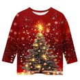 thumbnail image 4 of YUNAFFT Garçons & Filles 4-14 Ans Chandail Imprimé de Noël Manches Courtes Tissu Extensible Doux Col Rond Chemise Décontractée pour Enfants 110-160 Tailles, 4 of 5