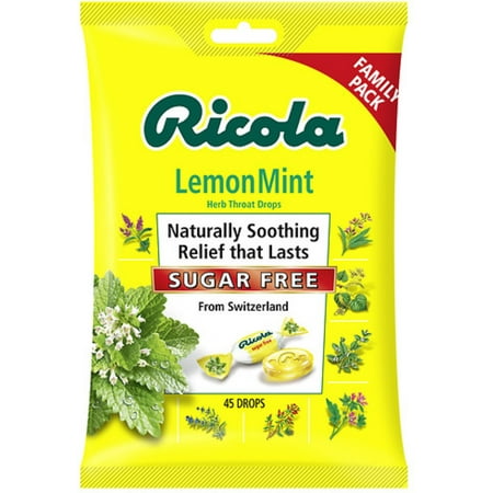 Ricola Herb Throat Drops, Sugar Free, Lemon Mint 45 (Best Herbs For Cold Sores)