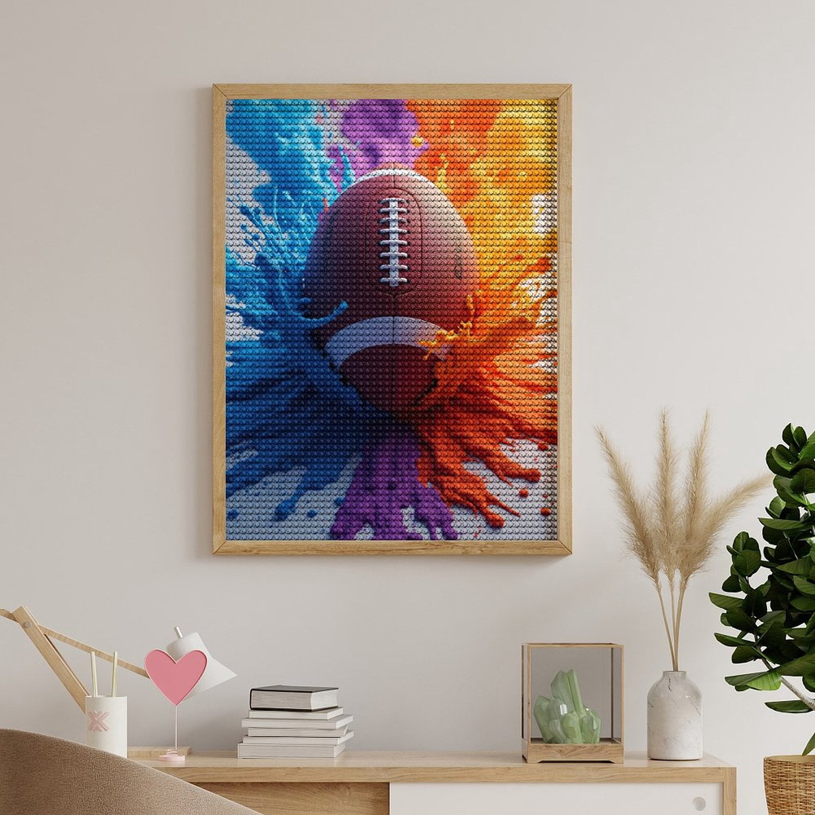 Diamond Art Kit for Adults, Football Color Splash Art Diamond Painting for Adults Beginners, 5D DIY Diamond Art Painting Kits, Colorful Diamond Painting Craft for Home Decor 12x16