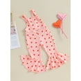 thumbnail image 3 of Bslissey Kids Baby Girls Valentines Day Overalls 6M-4T Sleeveless Heart Print Suspender Romper Flared Pants Toddler Casual Strap Jumpsuits Daily Clothes, 3 of 9