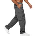 thumbnail image 2 of Dresfit Work Pants Men Spring Big and Tall Baggy Sweatpants Relaxed Fit Solid Color Carpenter Trousers with Multipockets Summer Elastic Waist Strech Running Joggers Dark Gray M, 2 of 4
