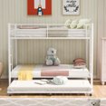 thumbnail image 6 of Twin Over Twin Bunk Bed with Trundle, Metal Twin Bed with Safety Guard Rail and Ladders, Space-Saving Design Sleeping Bedroom Bunk Bed for Young Teens and Adults, Easy Assembly, K3862, 6 of 9